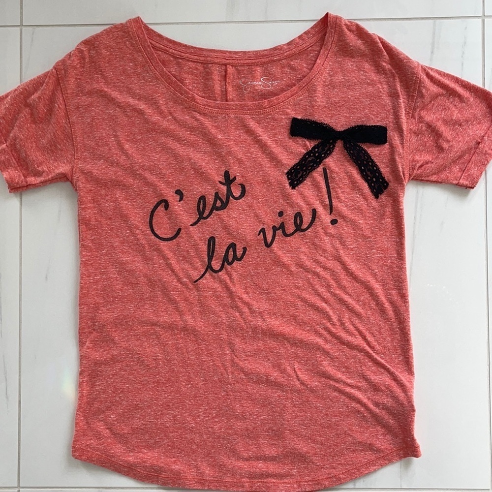 Jessica Simpson Heathered Orange Embellish T Shirt